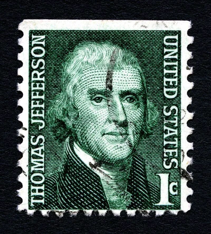 Почтовая марка Thomas Jefferson 1c. Почтовая марка США 3 цена  Thomas Jefferson.