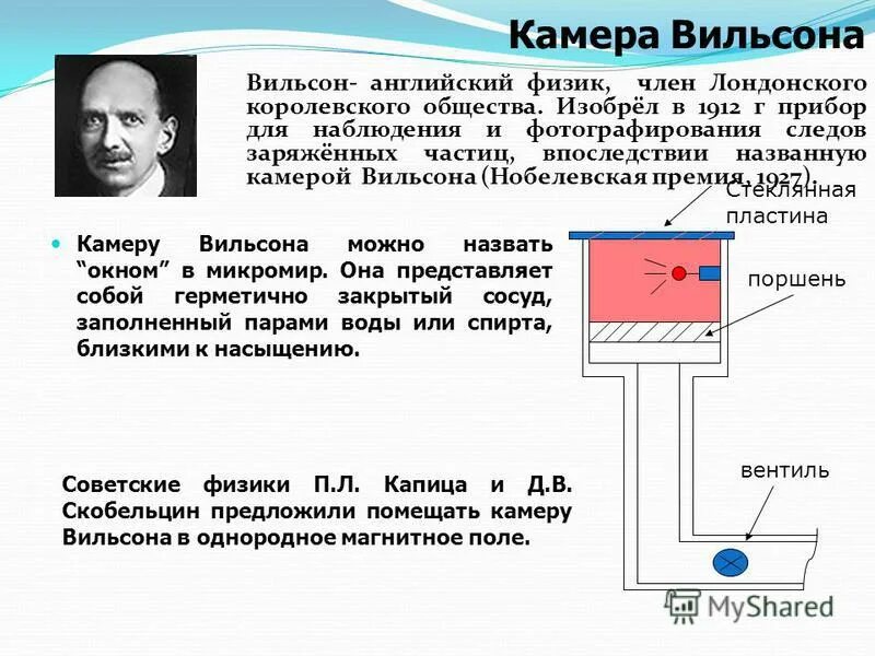 Применение камеры вильсона