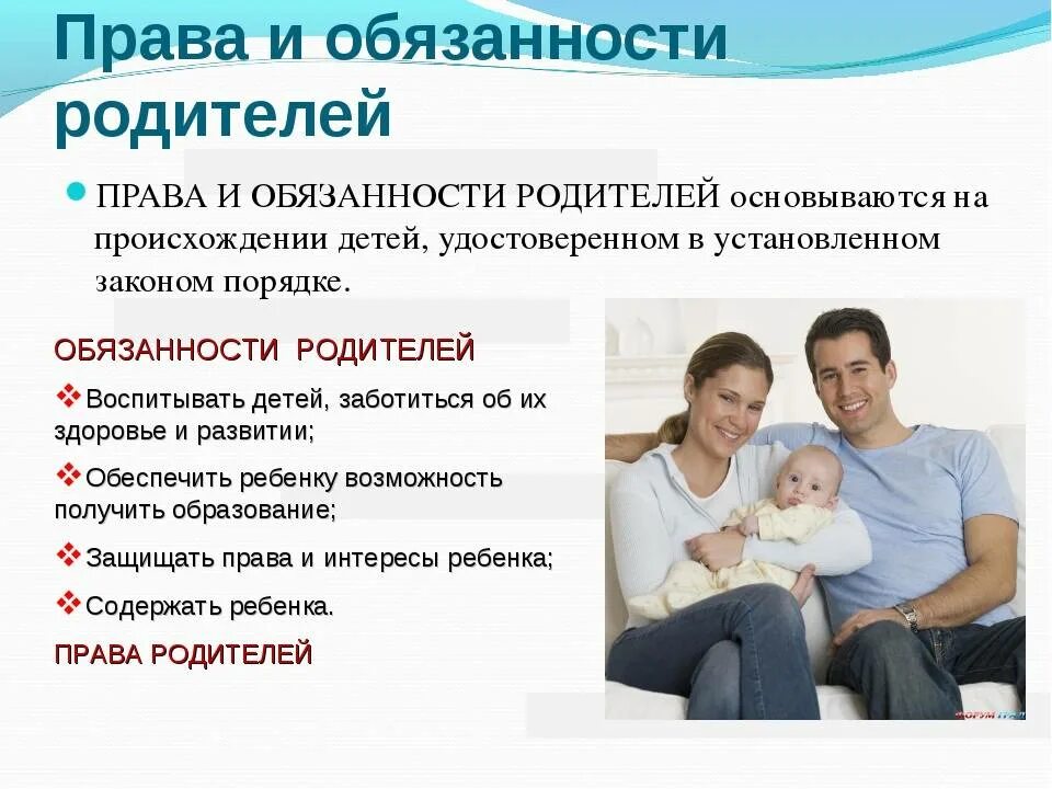 Обязанности родителей в семье. Обязаны ли родители обеспечивать