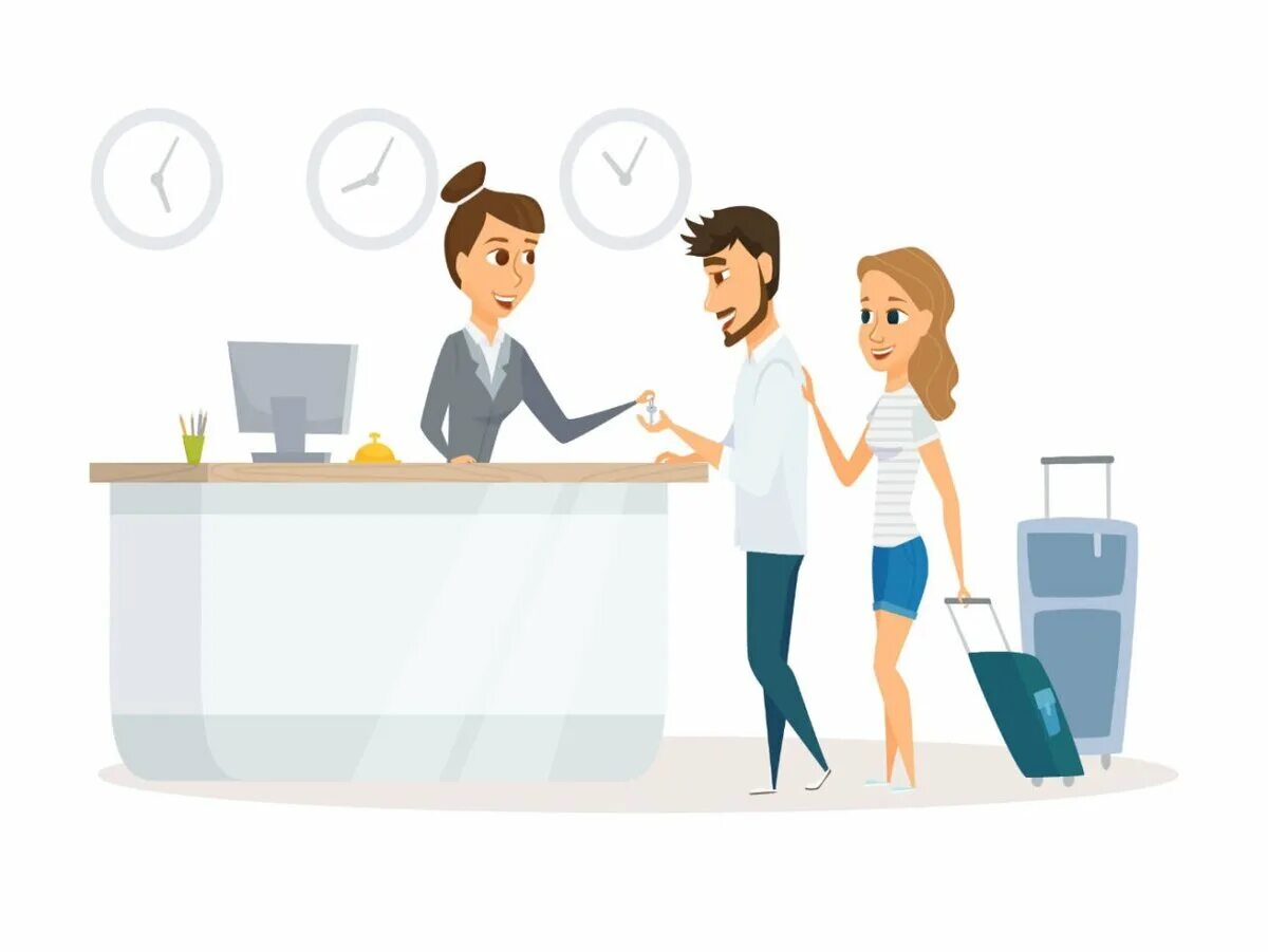 The check in desk assistant asked rob