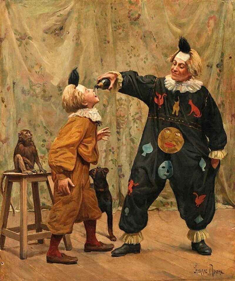 Клоуны 1853. Paul-Charles Chocarne-Moreau картины. Paul Charles Chocarne-Moreau 1855 - 1931.