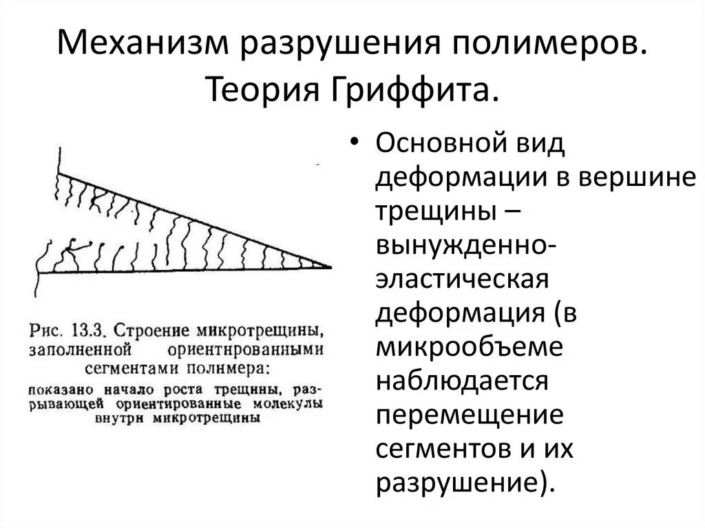 Механизм разрушения полимеров. Прочность полимеров. Теория разрушения. . Теоретическая и практическая прочность полимеров.. Разрушающий механизм