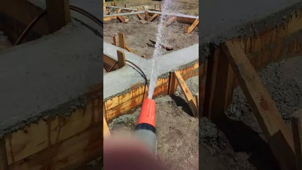 Нужно ли поливать бетон после заливки. Полив водой бетона. заливка бетона в воду. поливка бетона после заливки. пленкой накрыть бетон после заливки.