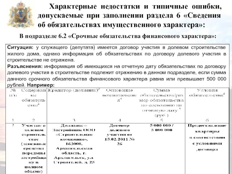 Раздел 6 2 срочное обязательство финансового характера образец. Срочные обязательства финансового характера образец заполнения. Как заполнять раздел 6.2 срочные обязательства финансового характера. Раздел 6.2. Срочные обязательства финансового характера пример. Сведения о денежном обязательстве