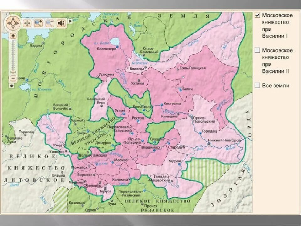 Какие города входили в московское княжество. Карта Московское княжество при Василии II. Московское княжество при Василии 2 карта. Московское княжество при Василие 1 карта.