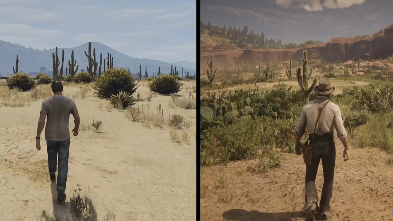 Red Dead Redemption 2 gta5. Red Dead Redemption 2 сравнение графики. Rdr2 на пс5. GTA 5 vs Red Dead Redemption 2. Пс 2 графика