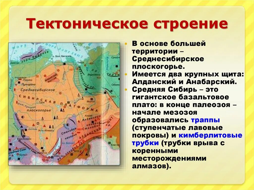 Сопоставим физическую и тектоническую карту. Среднесибирское плоскогорье тектоническая структура. Тектоника средней Сибири. Тектоническое строение Среднесибирского Плоскогорья. Тиктонические строение.