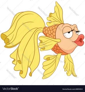 Cute cartoon goldfish Royalty Free Vector Image
