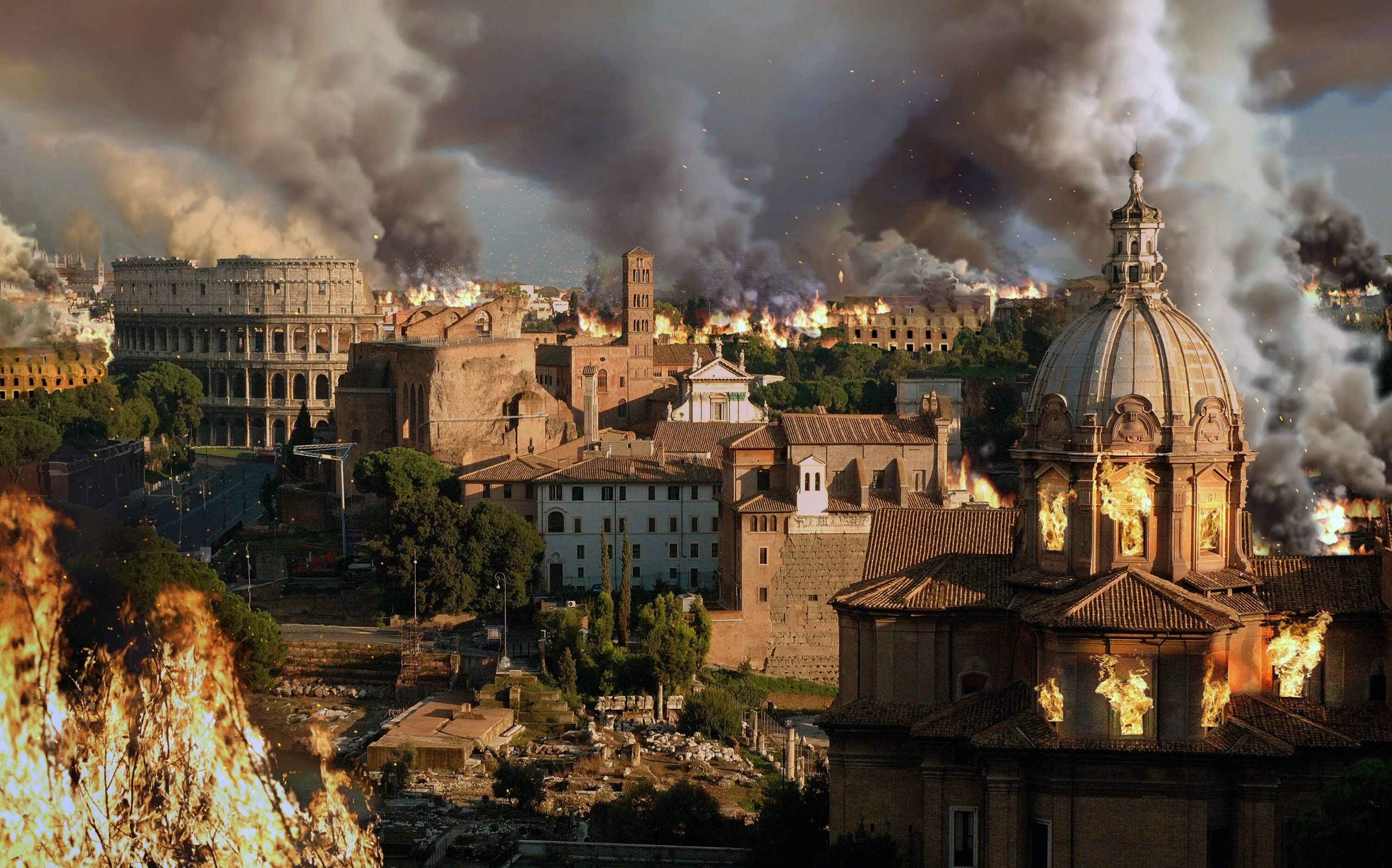 Что было после рима. Римская Империя пожар в Риме. Великий пожар в Риме Нерон. Рим падение империи. Крах римской империи.