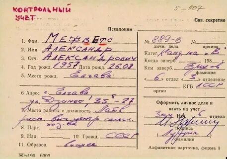 Карточка военнообязанного