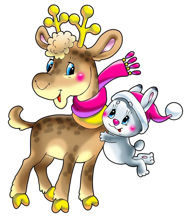 новогодние зверюшки для детей. милые рисунки на новый год. мультяшные новогодние животные. новогодние сказочные персонажи. милый новогодний рисунок.