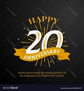 Happy 20 anniversary logo badge birthday event vector image. 