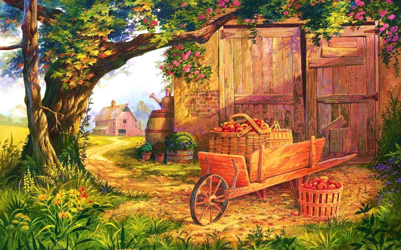 Country scenes. Michael Humphries картины. Пейзаж в деревенском стиле. Картины в деревенском стиле.