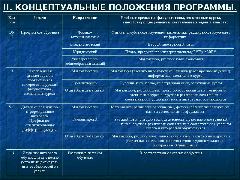 Концептуальные положения программы. Концептуальные положения программы