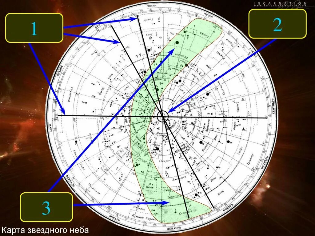 Звездные карты и координаты. Верхняя кульминация на подвижной карте звездного неба. Подвижная Звездная карта.