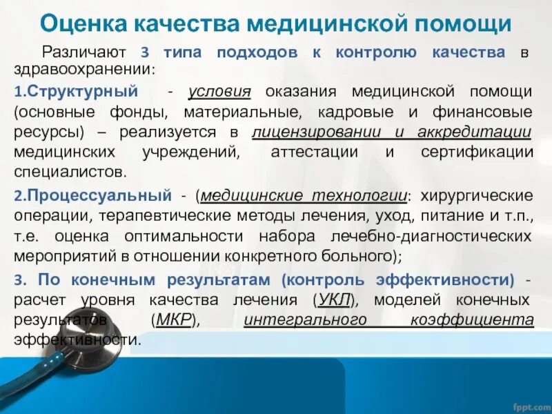 Подход к контролю качества в здравоохранении. Подходы к оценке качества медицинской помощи. Методика оценки качества медицинской помощи. Механизмы контроля качества медицинской помощи.