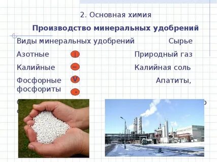 Производство минеральных удобрений какая отрасль химической промышленности