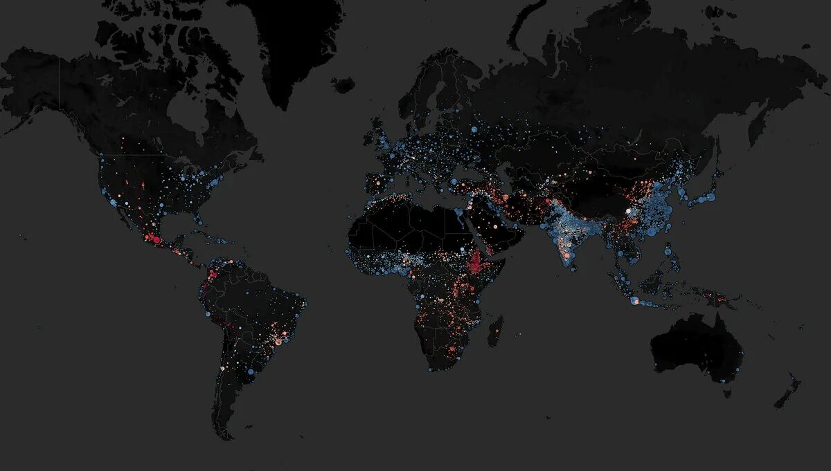 Самые глобальные города в мире. World population Map.