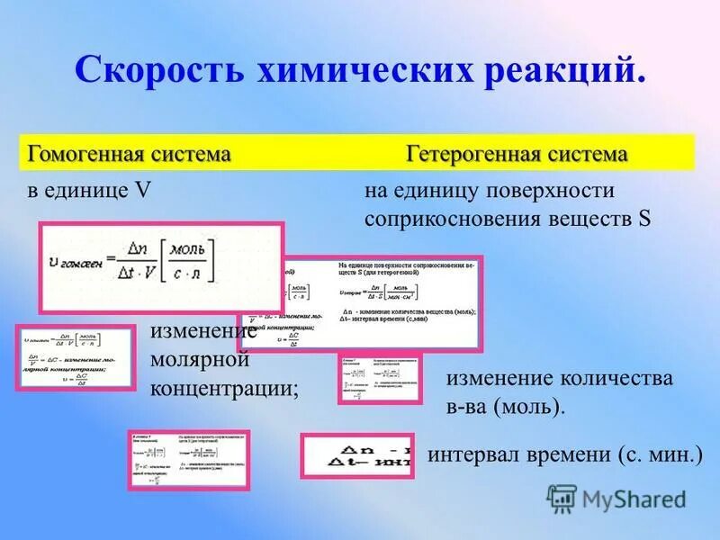 Системы реакции. Скорость химической реакции в гомогенной системе формула. скорость реакции в гомогенных и гетерогенных системах. скорость гомогенной и гетерогенной химической реакции. скорость хим реакции для гетерогенной системы.