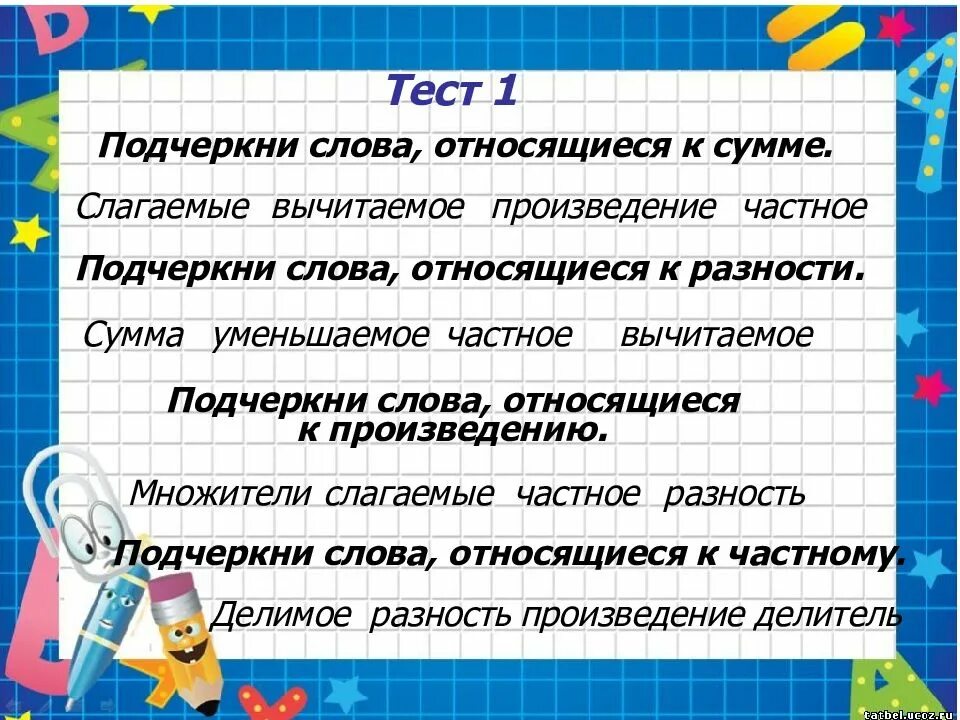 Названия чисел в записях действий. Название компонентов всех действий по математике. Таблица названия чисел в записях действий.