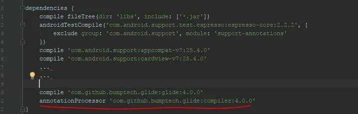 Compile dependencies. Ошибка плейсхолдер. Ошибка Android при перегрузке. Glide is not load data.