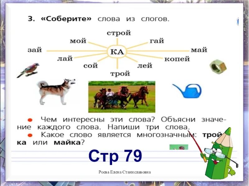 Собрать слова два. Многозначным является слово. Майка многозначное слово. Собери слово по слогам. Тройка многозначное слово.