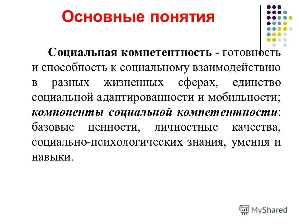 Компоненты социальной компетентности. Социальные навыки и компетенции. Показатели социальной компетентности. Базовые социальные навыки. Эффективные социальные навыки