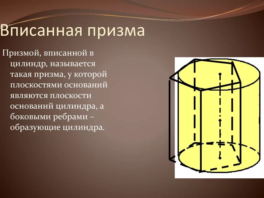 Призму можно вписать в. Боковые ребра цилиндра. Вписанная Призма. Цилиндрическая Призма. Призма и цилиндр.