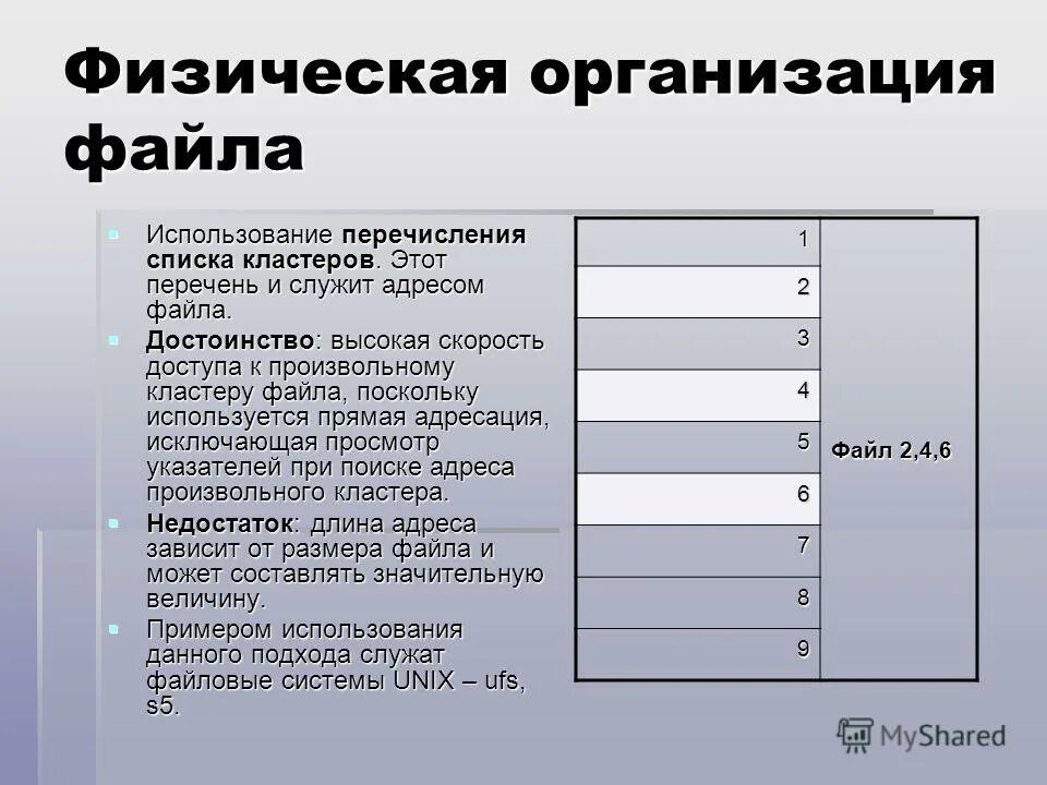 Физическая организация базы