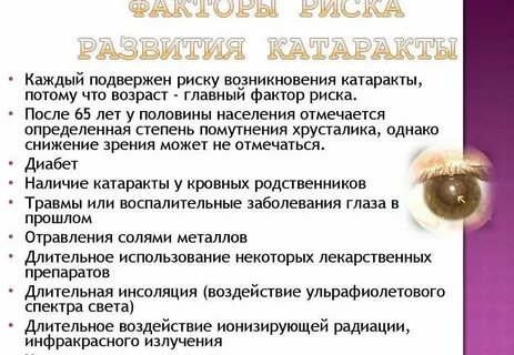 Симптомы катаракты после 60