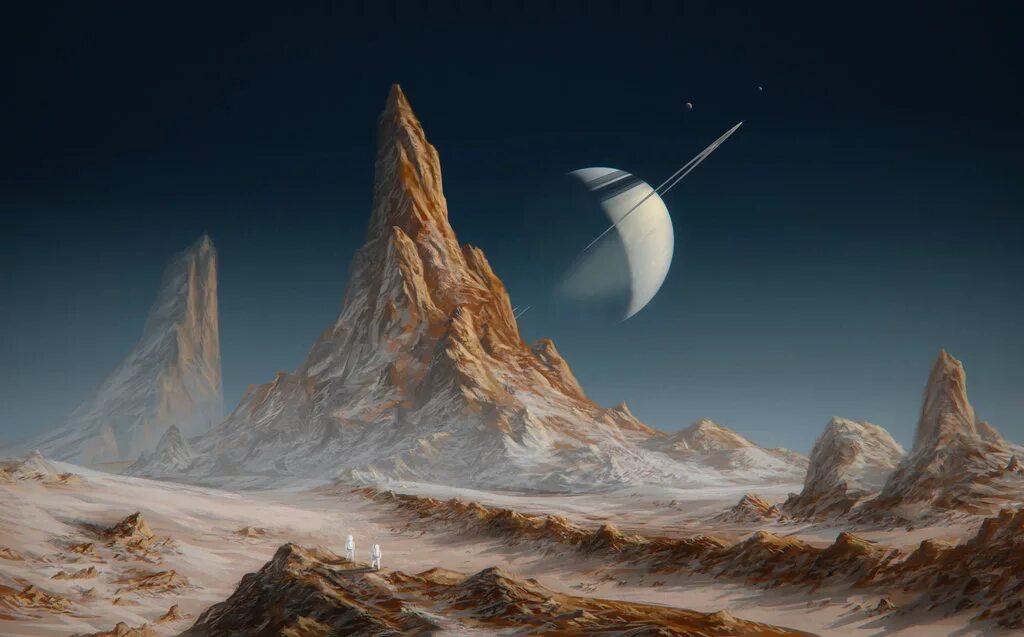Больше всех других планет. Чесли Боунстелл. Чесли Боунстелл - американский художник. Спутник Титан Планета Сатурн.
