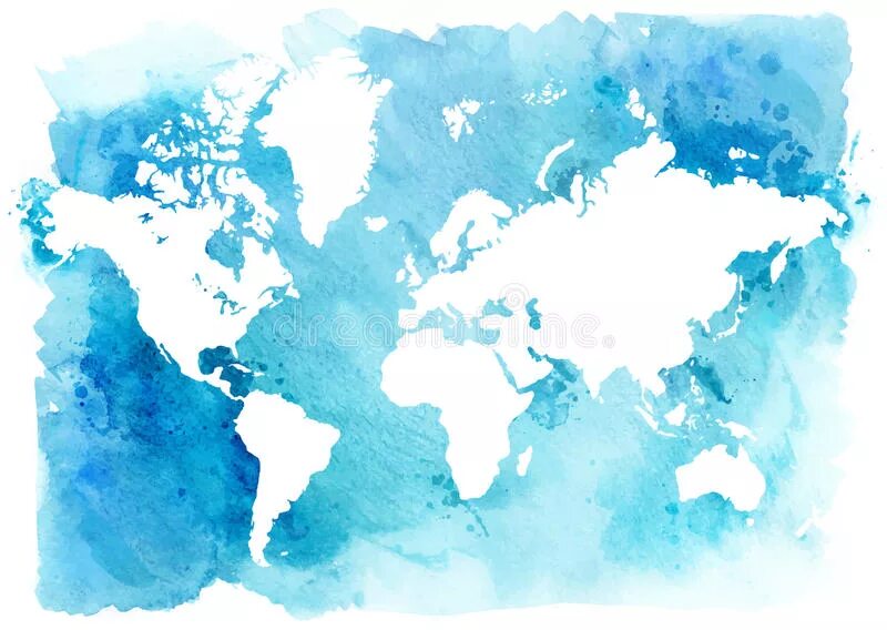 Blue and white world map
