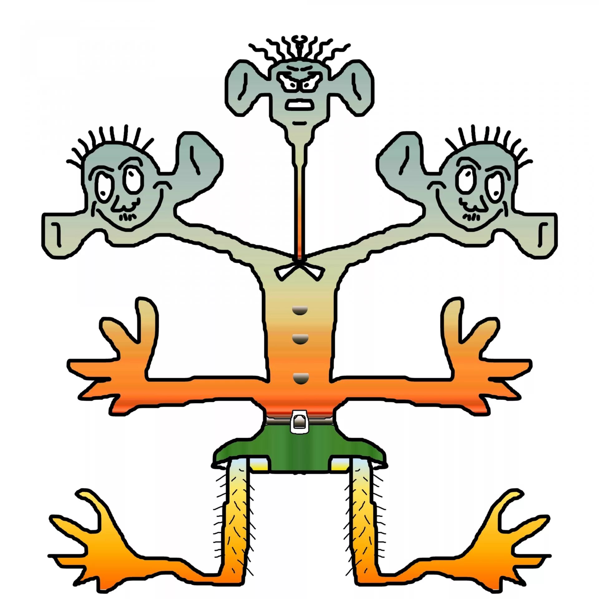 Три головы. Рисунок человек с тремя головами. Три головы картинки для детей. Персонаж с тремя головами.