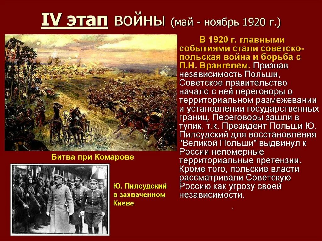 Борьба против правительства. Основные события гражданской войны апрель ноябрь 1920.