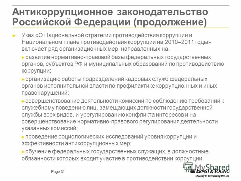 Антикоррупционное законодательство рф