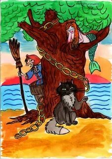 Кот из сказки пушкина рисунок