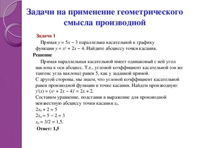 Математика: Применение производной к исследованию функций и решению задач (на оп