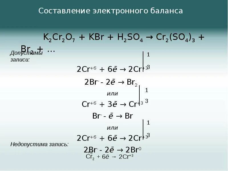 Окислительно восстановительная реакция k2cr2o7. KBR+k2cr2o7+h2so4 электронный баланс. Электронный баланс h3p04. Составление электронного баланса. Составьте схему электронного баланса.