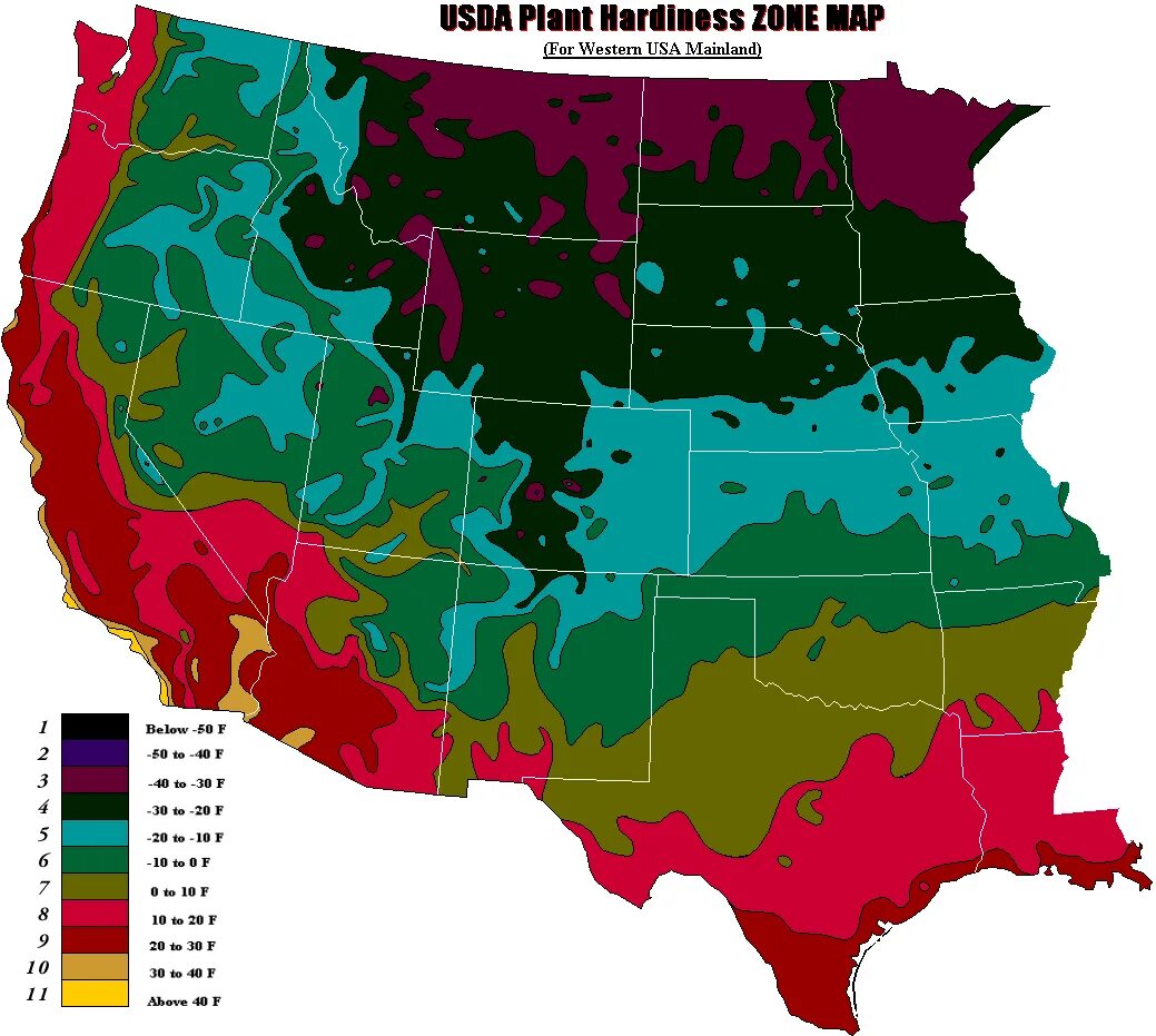 Зона USDA 4. Plant Hardiness Zone Map of United States. Зона морозостойкости USDA. Карта USDA.