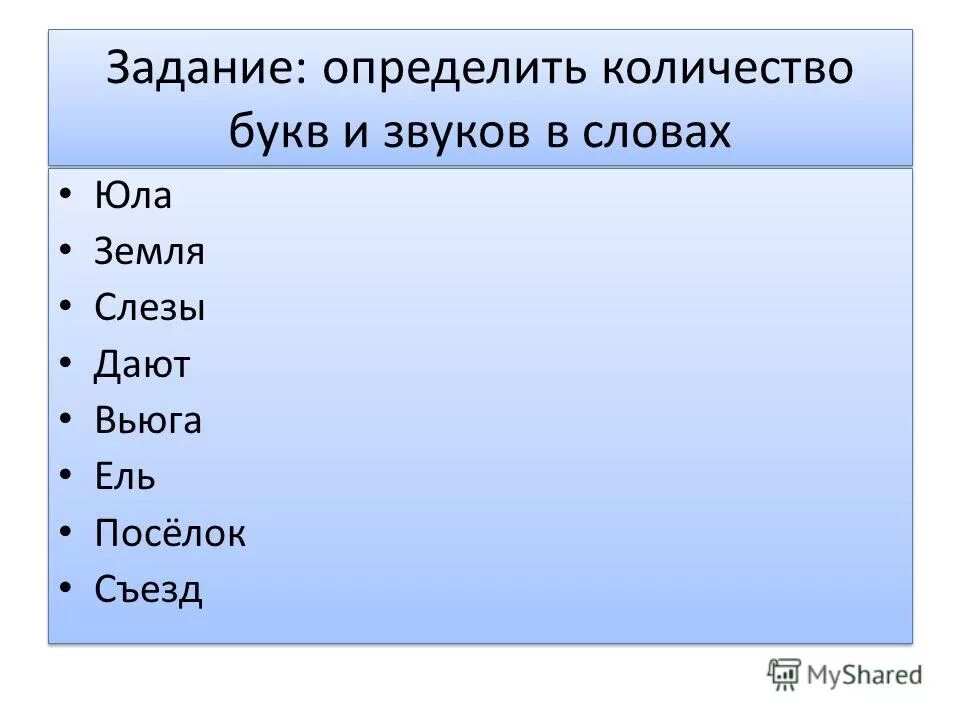 Количество букв и звуков в слове юла. Вьюга количество букв и звуков.