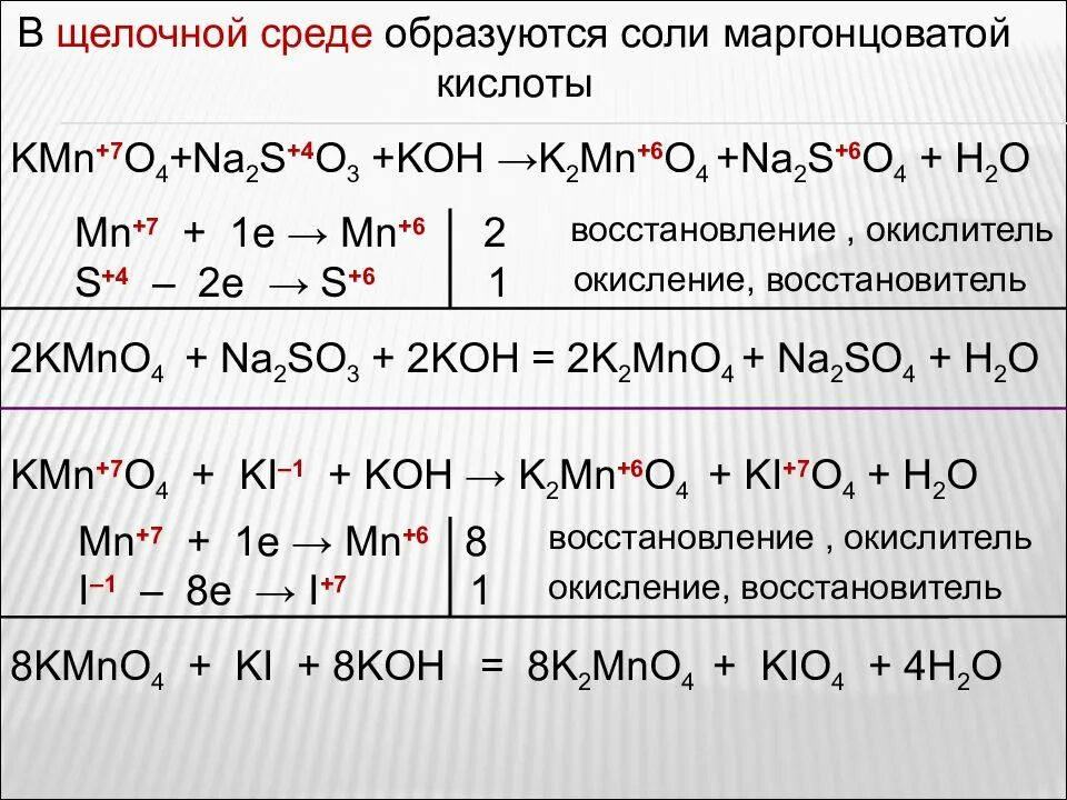 Марганец в щелочной среде