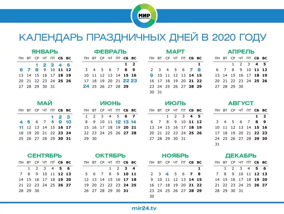 Даты недель 2020