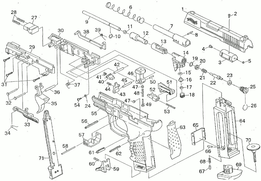 Spare parts list. Схема пневматическом пистолете Daisy 5501.