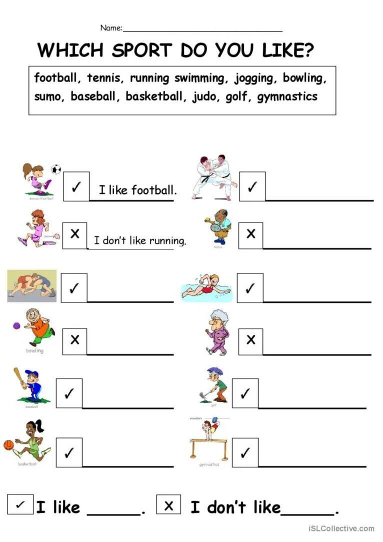 I m don t like. Do you like задания для детей. To do в английском языке Worksheets. Sports задания для детей по английскому. ESL упражнения для детей англ.