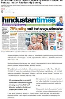 Hindustan Times is most read English newspaper in Punjab: Indian Readership...