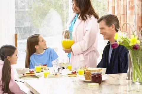 Family having breakfast