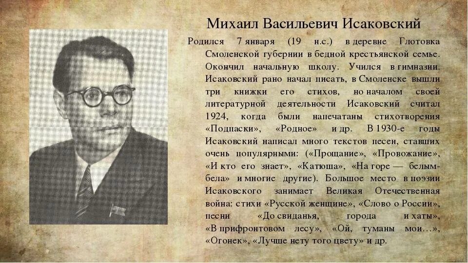 Творчество м исаковского. Исаковский писатель. Портрет Исаковского Михаила Васильевича.