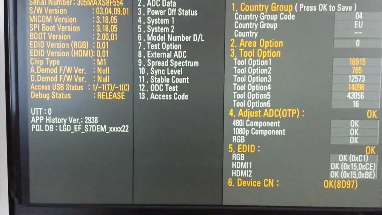 Menu mode on
