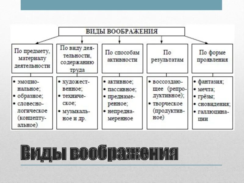 Воображение 13.3 аргумент. Воображение в психологии в таблицах. Воображение определение виды функции. Виды воображения в психологии таблица с примерами. Типы и функции воображения в психологии.