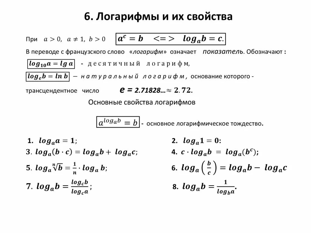 Свойства логарифмов формулы таблица с примерами. Свойства логарифмов кратко. Перечислите свойства логарифмов кратко. Свойства логарифмов в степени. Математика база логарифмы